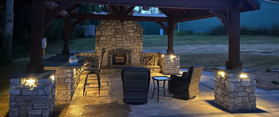 Outdoor fireplace on a property in Edwardsville, IL.
