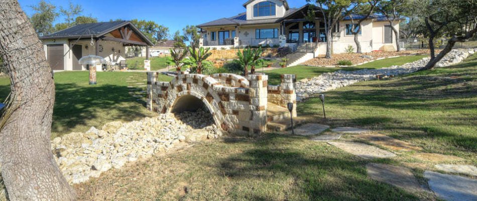 Dry creek bed and a bridge in Garden Ridge, TX.