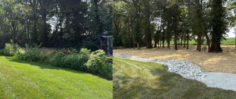 Before and after of landscaping project in Edwardsville, IL.