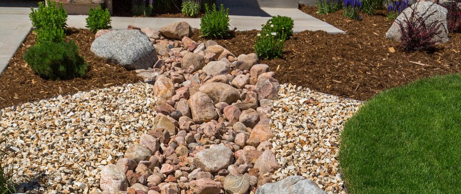 Dry creek bed on a property in Edwardsville, IL.