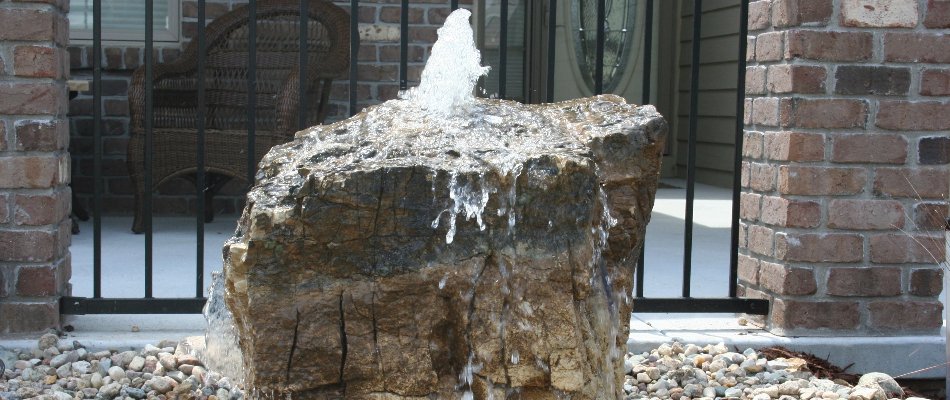 Rock bubbler water feature in Omaha, NE.