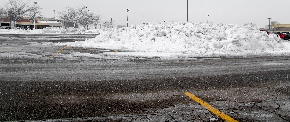 Pile of snow cleared from a parking lot in Matthews, NC.