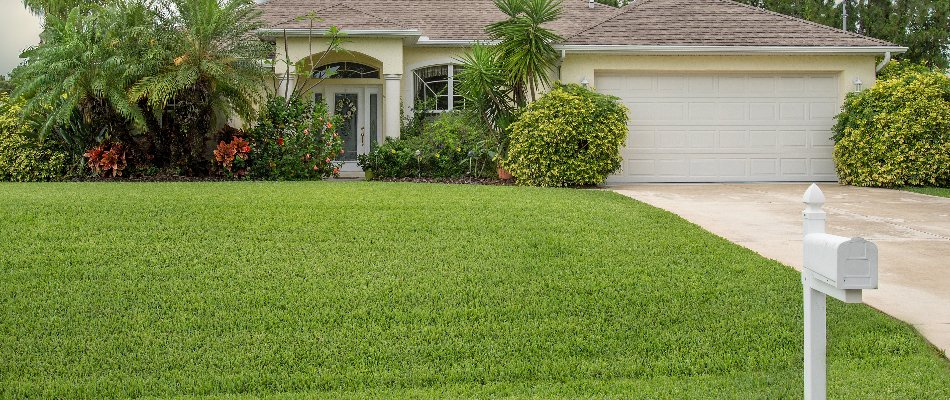 House in The Villages, FL, with tropical landscaping and a lawn.