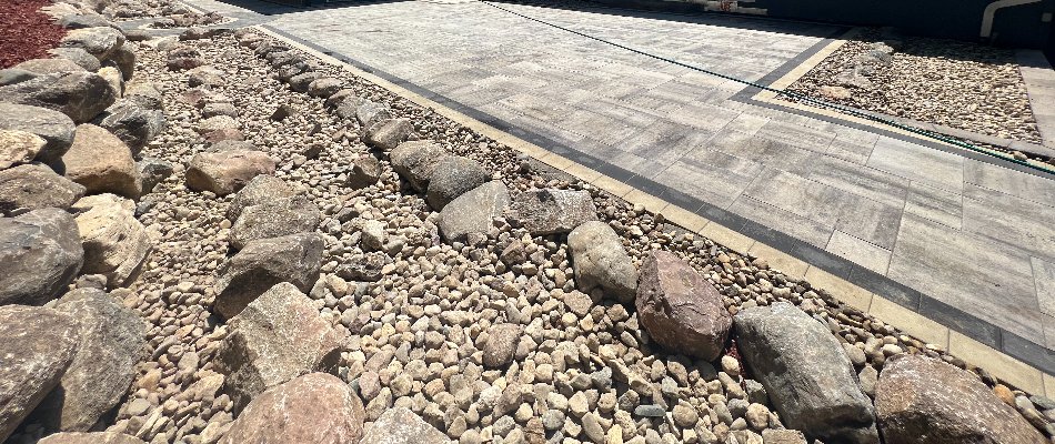 Glacial granite boulders and small rocks in Omaha, NE.