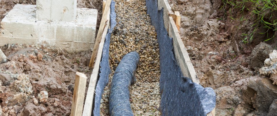 Perforated pipe of a drainage tile in Waukee, IA.