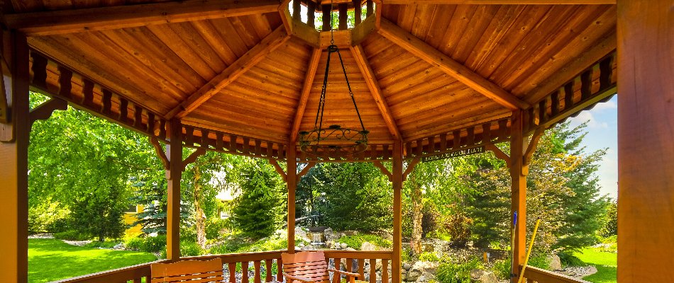 A wooden gazebo in Encinitas, CA.