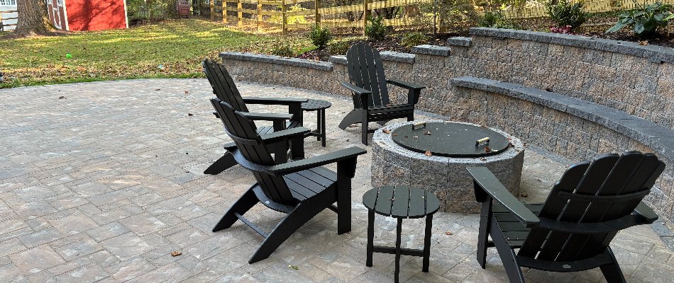 Fire pit on a patio in Malvern, PA.