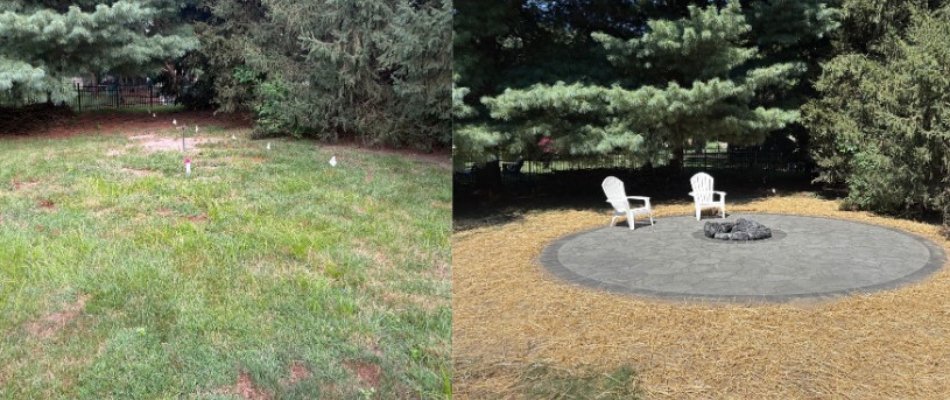 Before and after of patio project in Bethalto, IL.