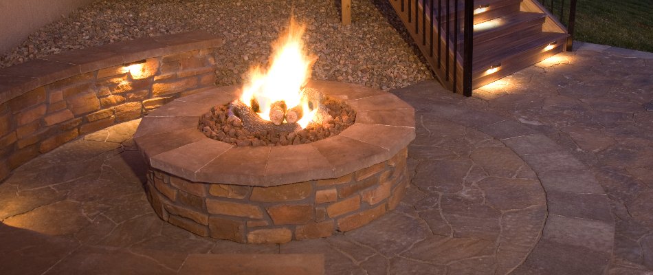 Patio in Paradise Valley, AZ, with a fire pit.