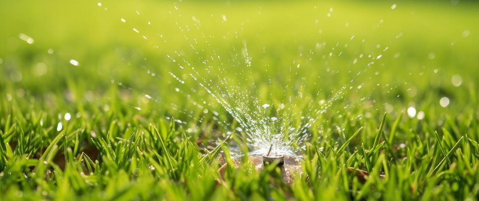 Sprinkler head on a lawn in Cary, NC, with low water pressure.