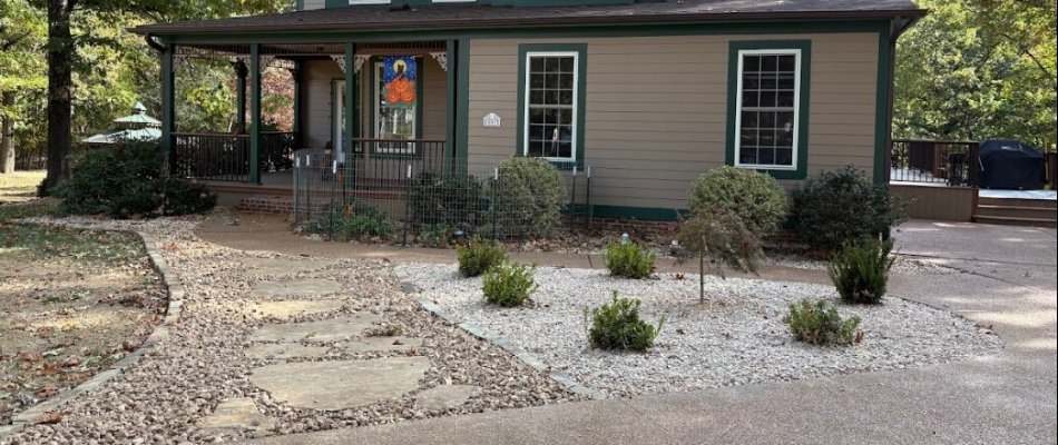 Front landscaping on a property in Grafton, IL.